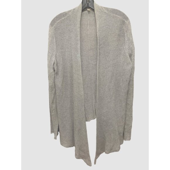 Women's Large 100% Linen Eileen Fisher Cardigan Grey Open Front High Low - Picture 1 of 11
